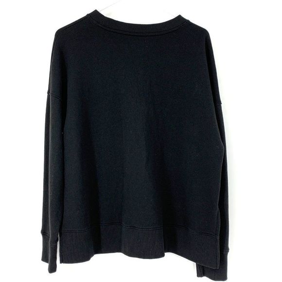 Womens Time & Tru Large Jet Black Sweatshirt Top High Low Drop Shoulder 3695 - Picture 3 of 7